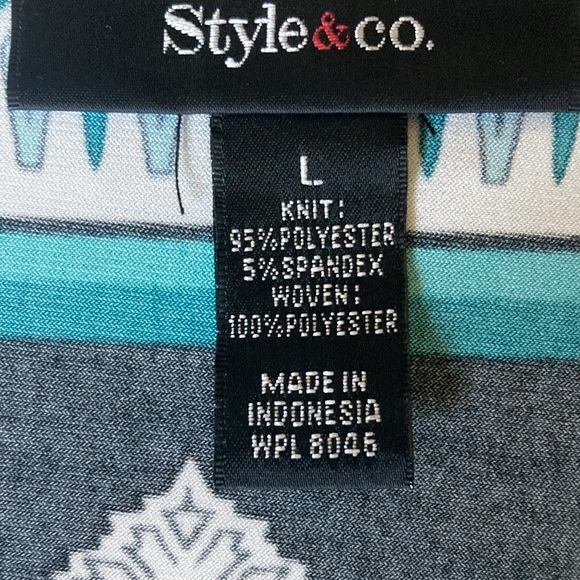 STYLE & CO SLEEVELESS EMBELLISHED ROUND NECK TURQUOISE & BLACK TUNIC SIZE L - Picture 11 of 15